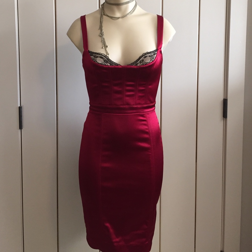 Red cocktail dress/ lace details